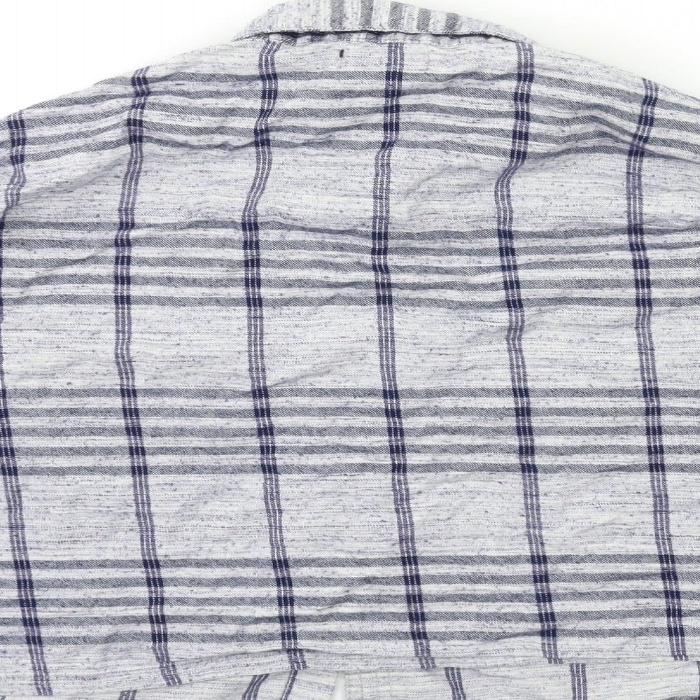 BDG Womens Blue Check  Basic Button-Up Size S