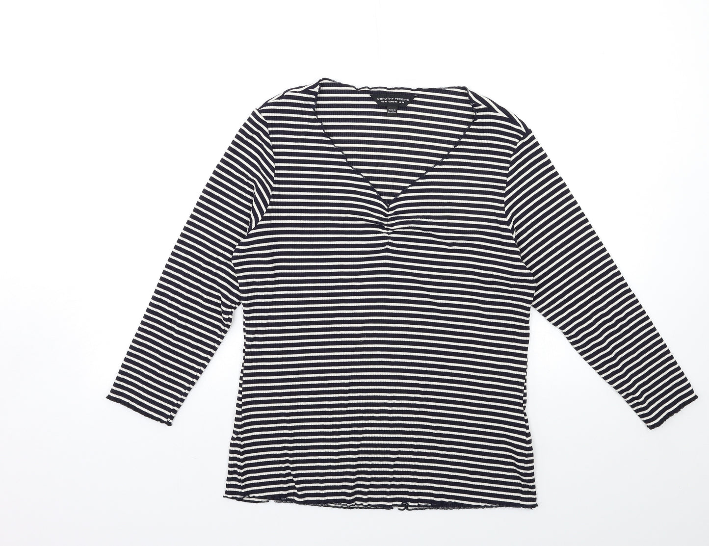 Dorothy Perkins Womens Blue Striped  Basic T-Shirt Size 20