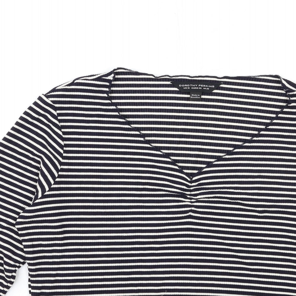 Dorothy Perkins Womens Blue Striped  Basic T-Shirt Size 20