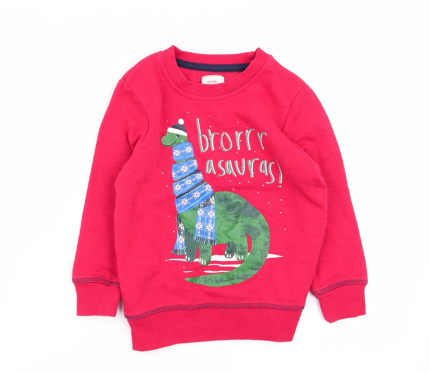 Asda George Boys Red   Pullover Jumper Size 2-3 Years  - CHRISMTAS
