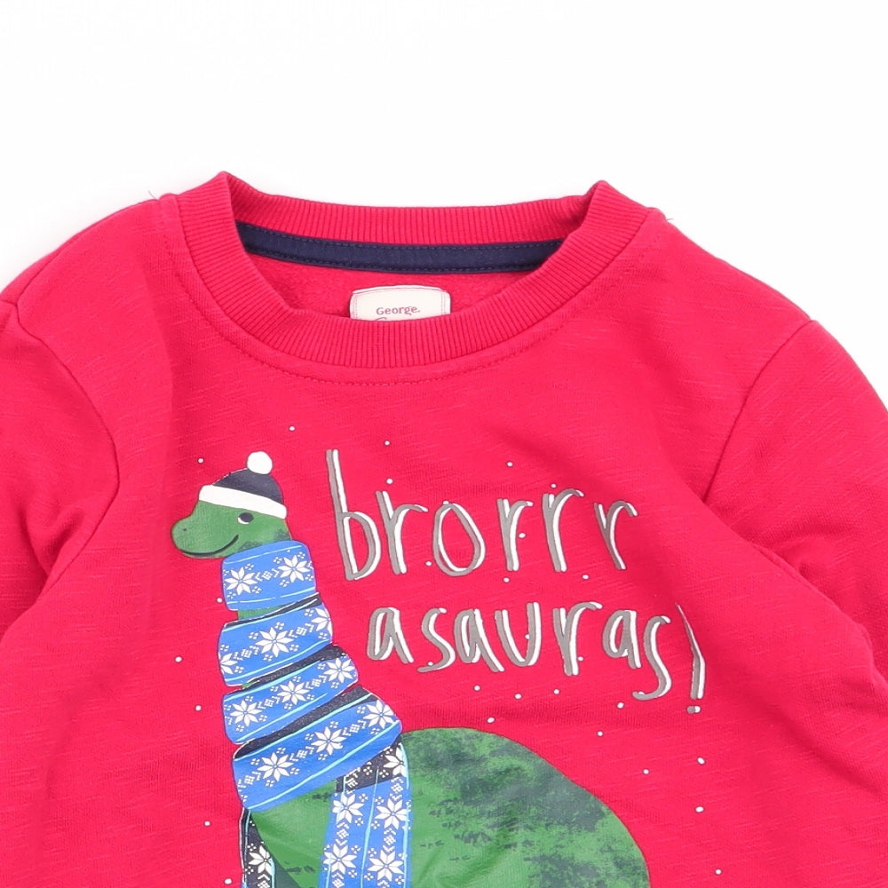 Asda George Boys Red   Pullover Jumper Size 2-3 Years  - CHRISMTAS