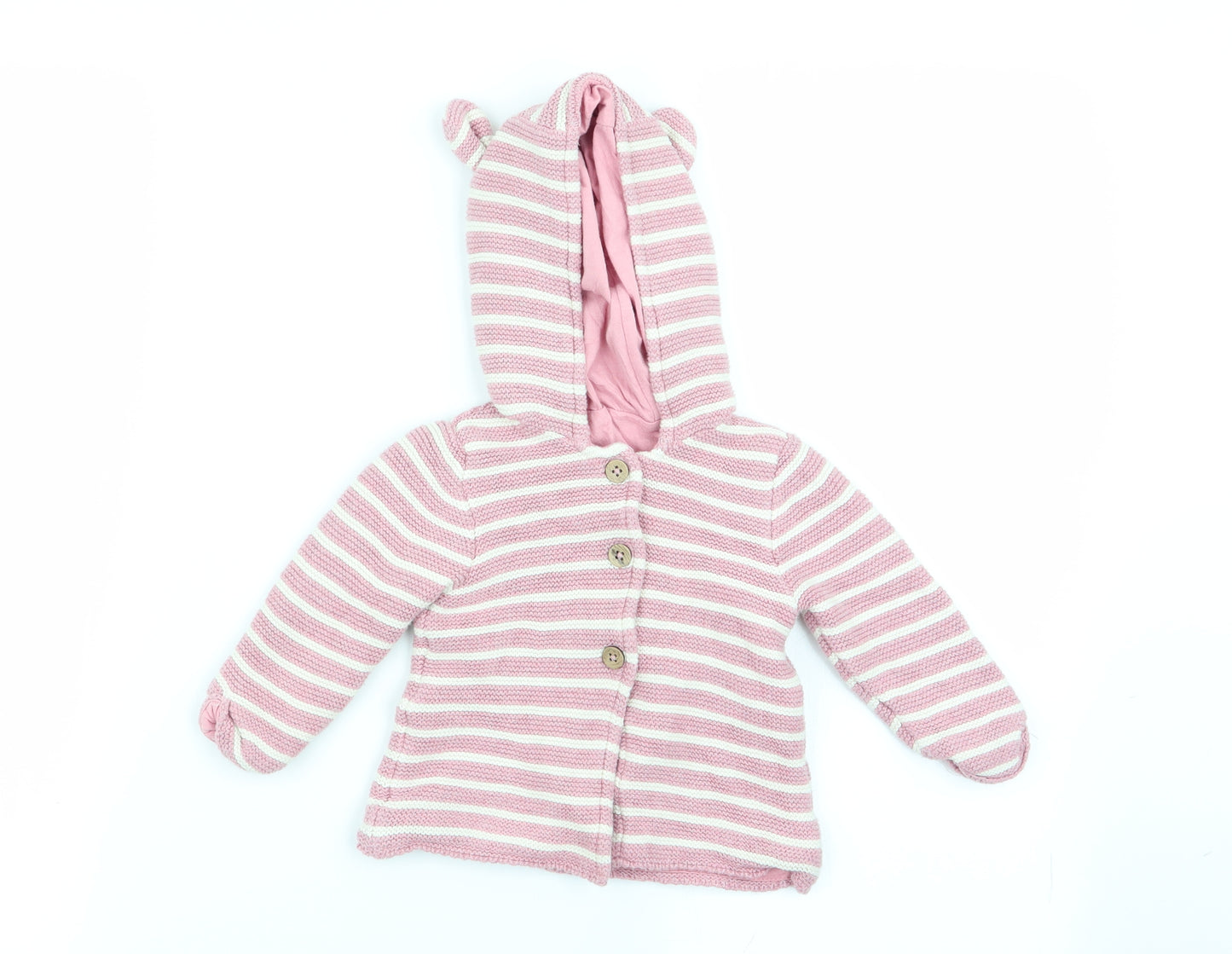 TU Girls Pink Striped  Jacket  Size 3-6 Months