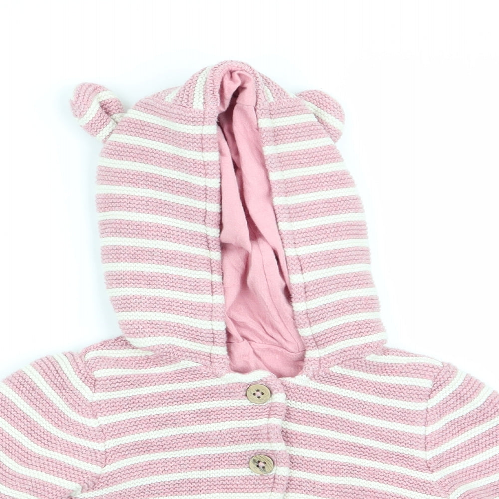 TU Girls Pink Striped  Jacket  Size 3-6 Months