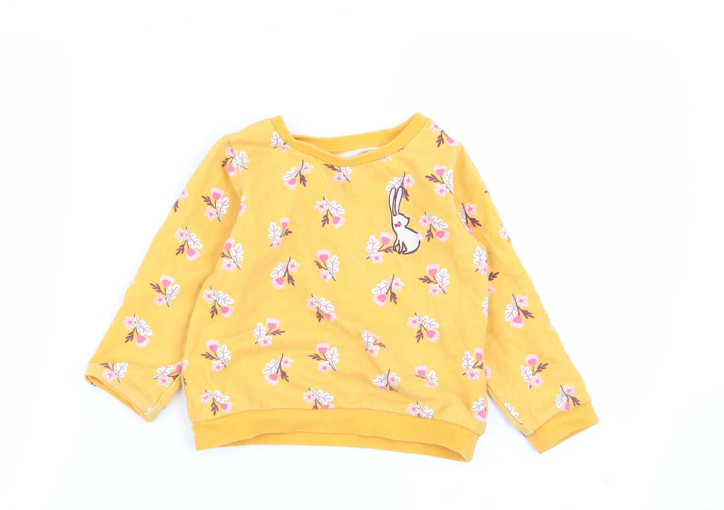 Nutmeg Girls Yellow Floral  Pullover Jumper Size 2-3 Years