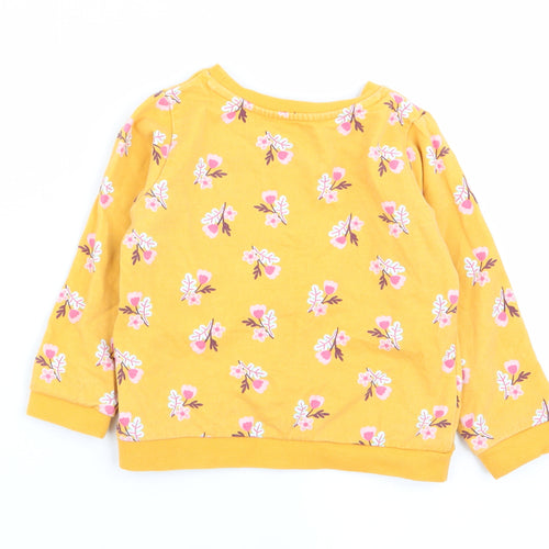 Nutmeg Girls Yellow Floral  Pullover Jumper Size 2-3 Years