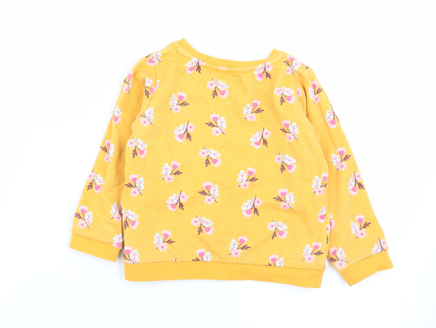 Nutmeg Girls Yellow Floral  Pullover Jumper Size 2-3 Years
