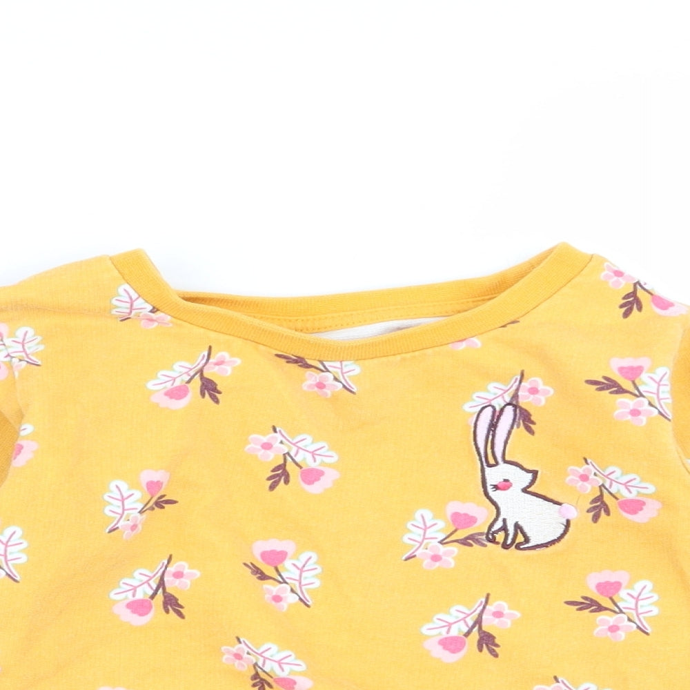 Nutmeg Girls Yellow Floral  Pullover Jumper Size 2-3 Years