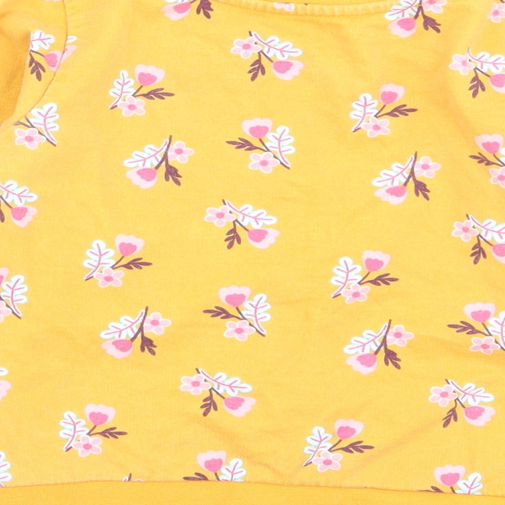 Nutmeg Girls Yellow Floral  Pullover Jumper Size 2-3 Years