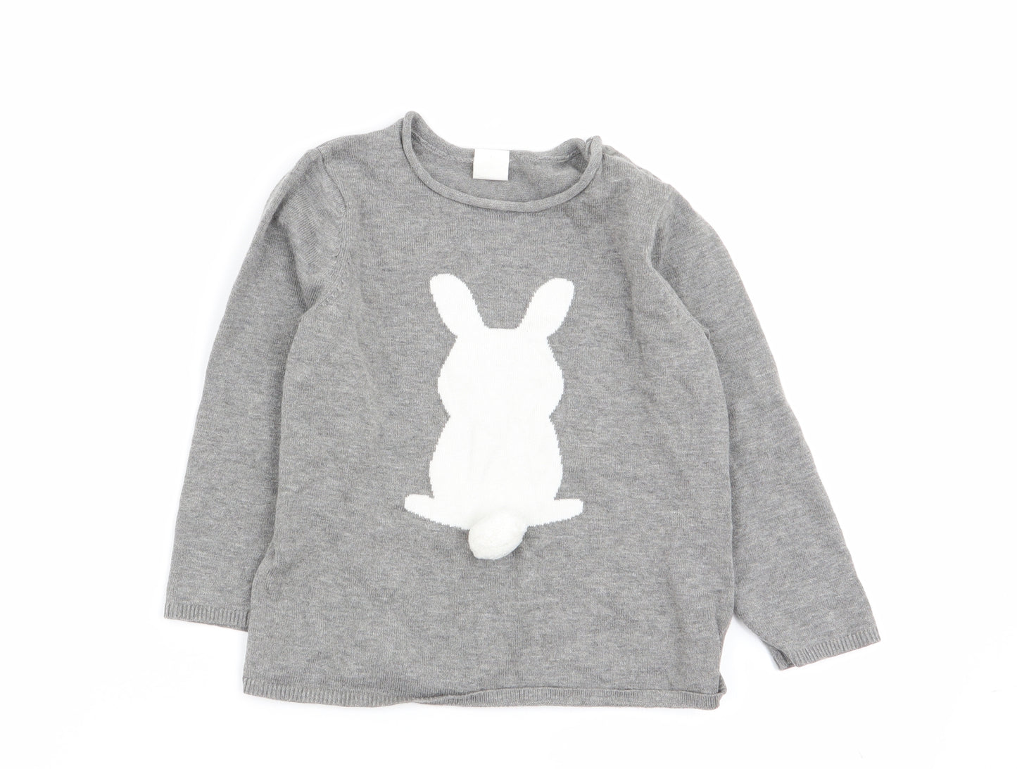 H&M Girls Grey Animal Print  Pullover Jumper Size 2-3 Years