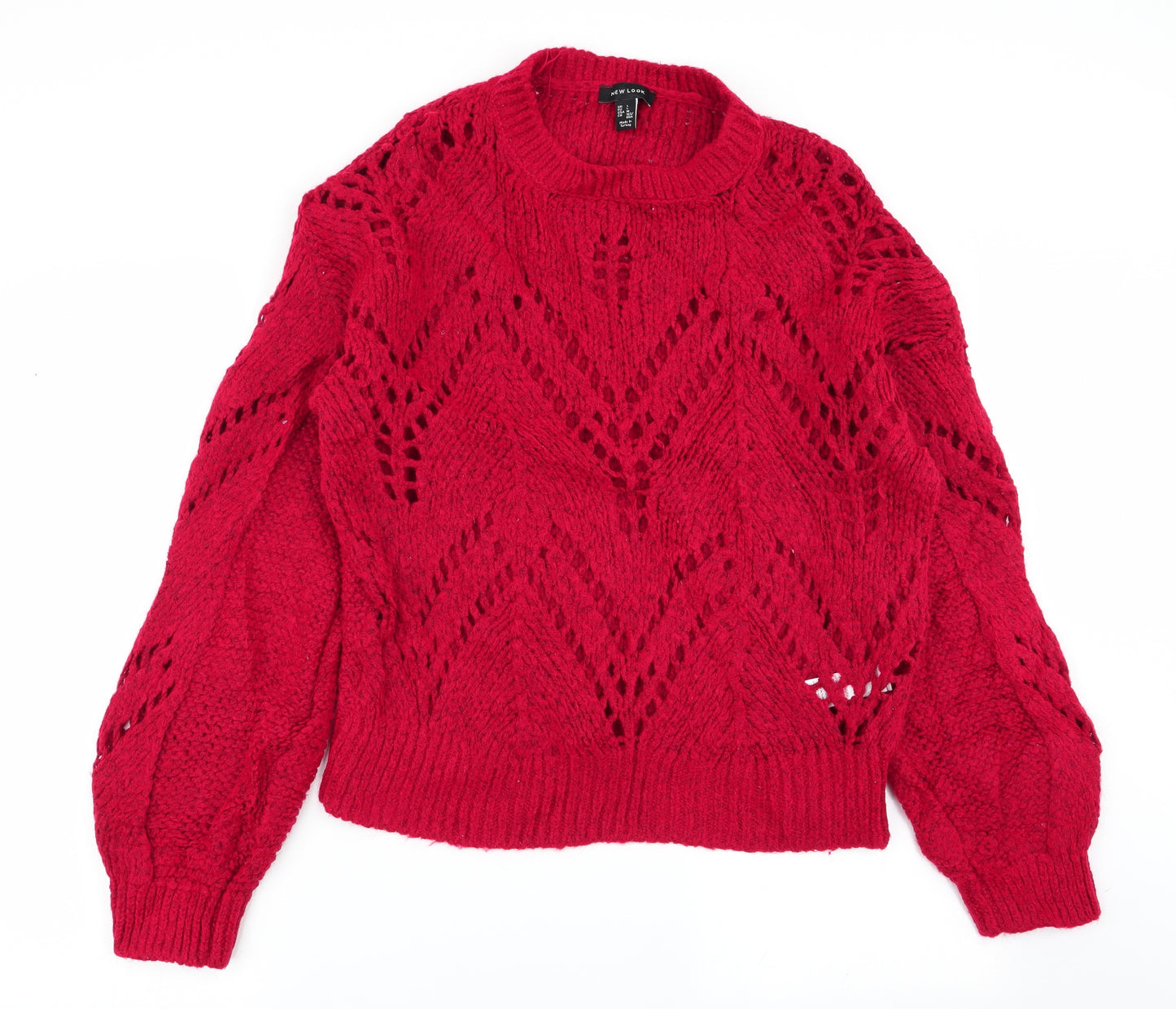 New Look Womens Red Geometric  Pullover Jumper Size L