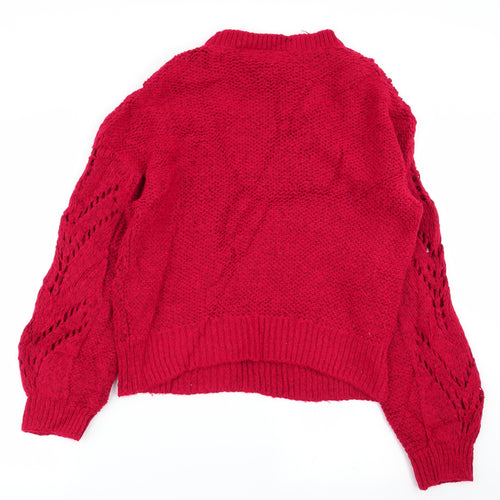 New Look Womens Red Geometric  Pullover Jumper Size L