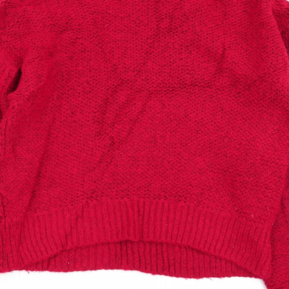 New Look Womens Red Geometric  Pullover Jumper Size L