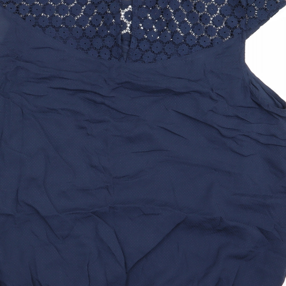 Asda George Womens Blue Floral  Basic Blouse Size 16