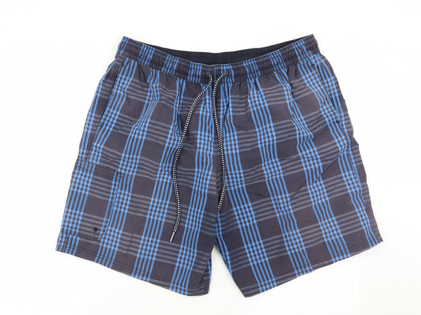 M&S Mens Multicoloured Check  Sweat Shorts Size XL - Stretch waistband