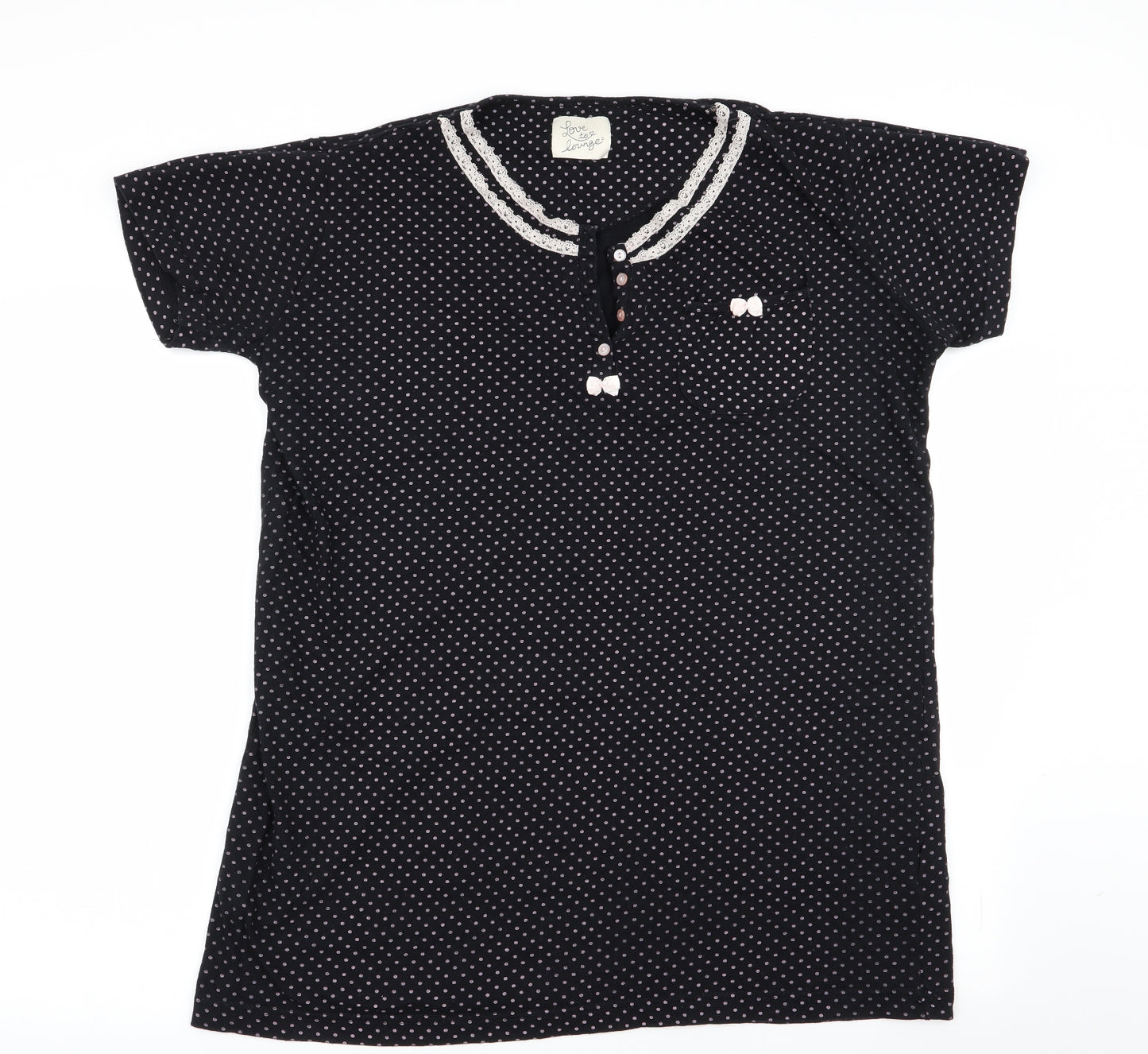 Primark Womens Black Polka Dot  Top Pyjama Top Size 14