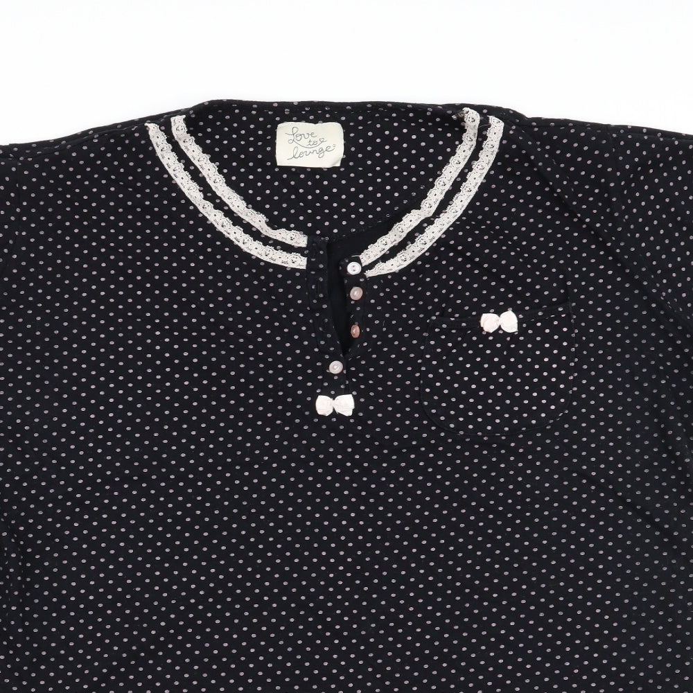 Primark Womens Black Polka Dot  Top Pyjama Top Size 14