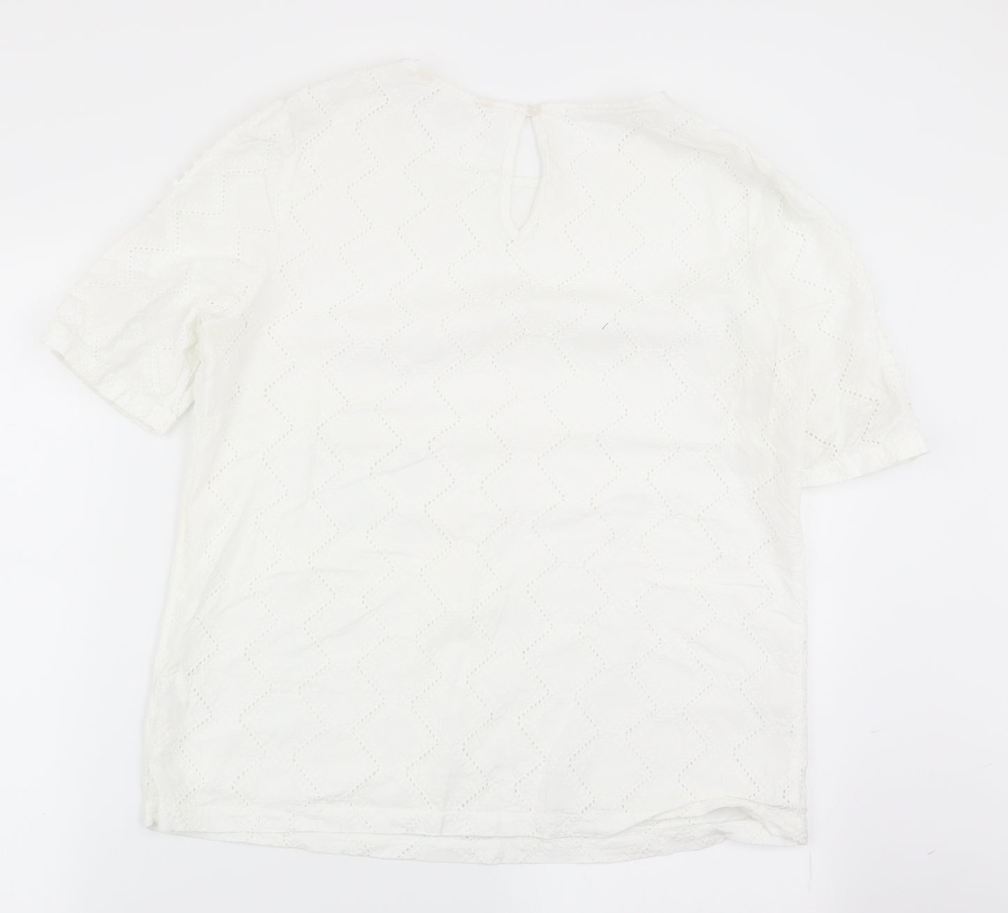 F&F Womens White Geometric  Basic Blouse Size 12