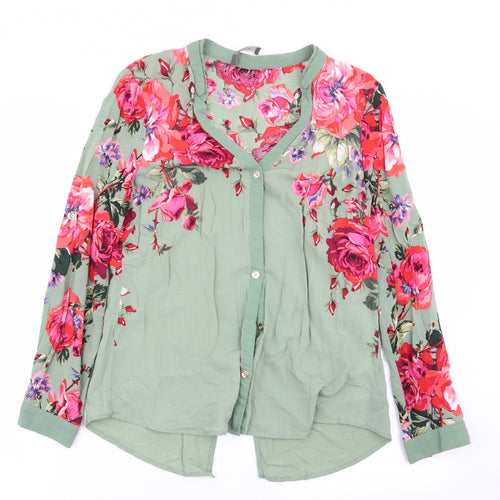 Oasis Womens Multicoloured Floral  Basic Button-Up Size 10