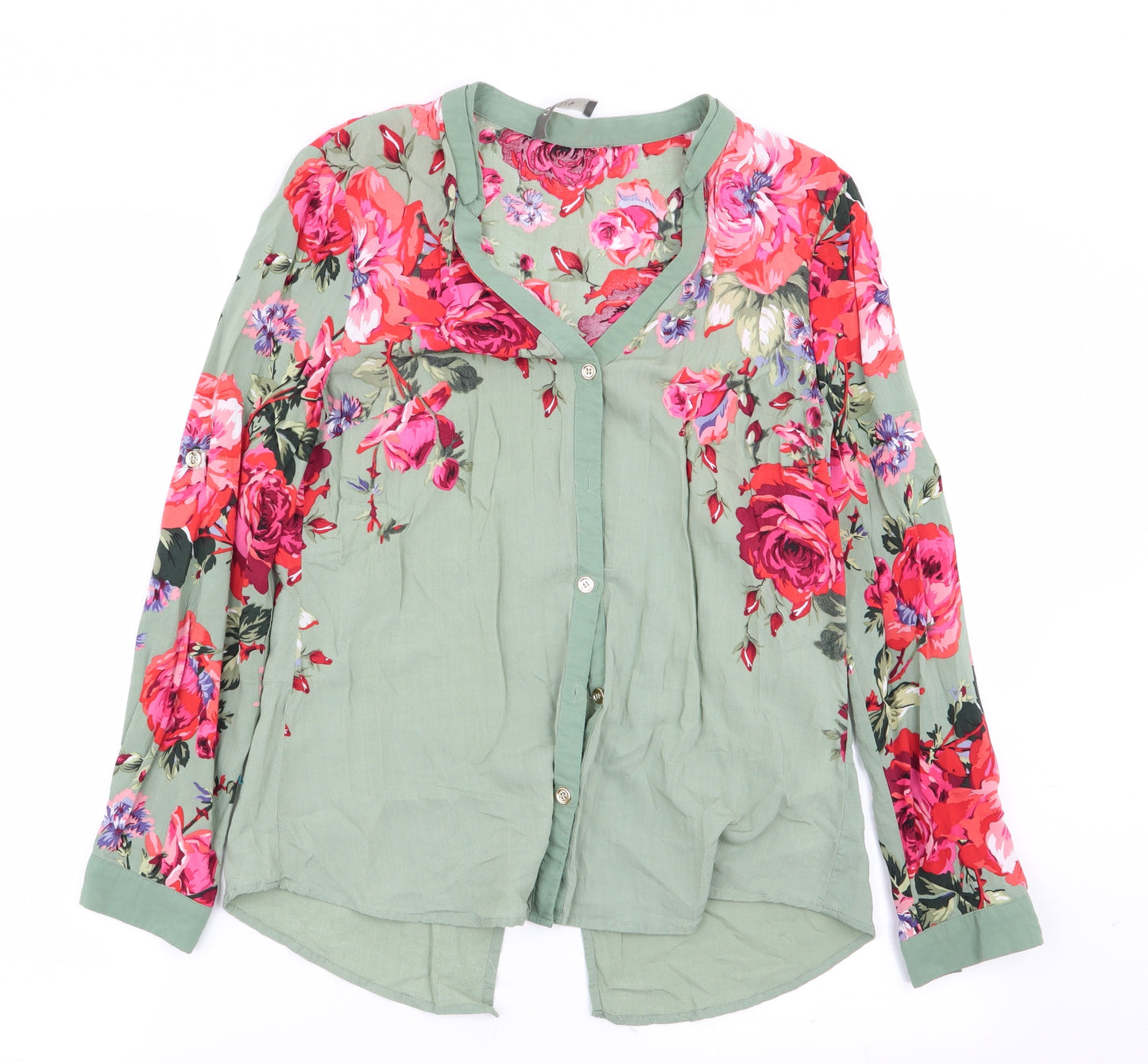 Oasis Womens Multicoloured Floral  Basic Button-Up Size 10