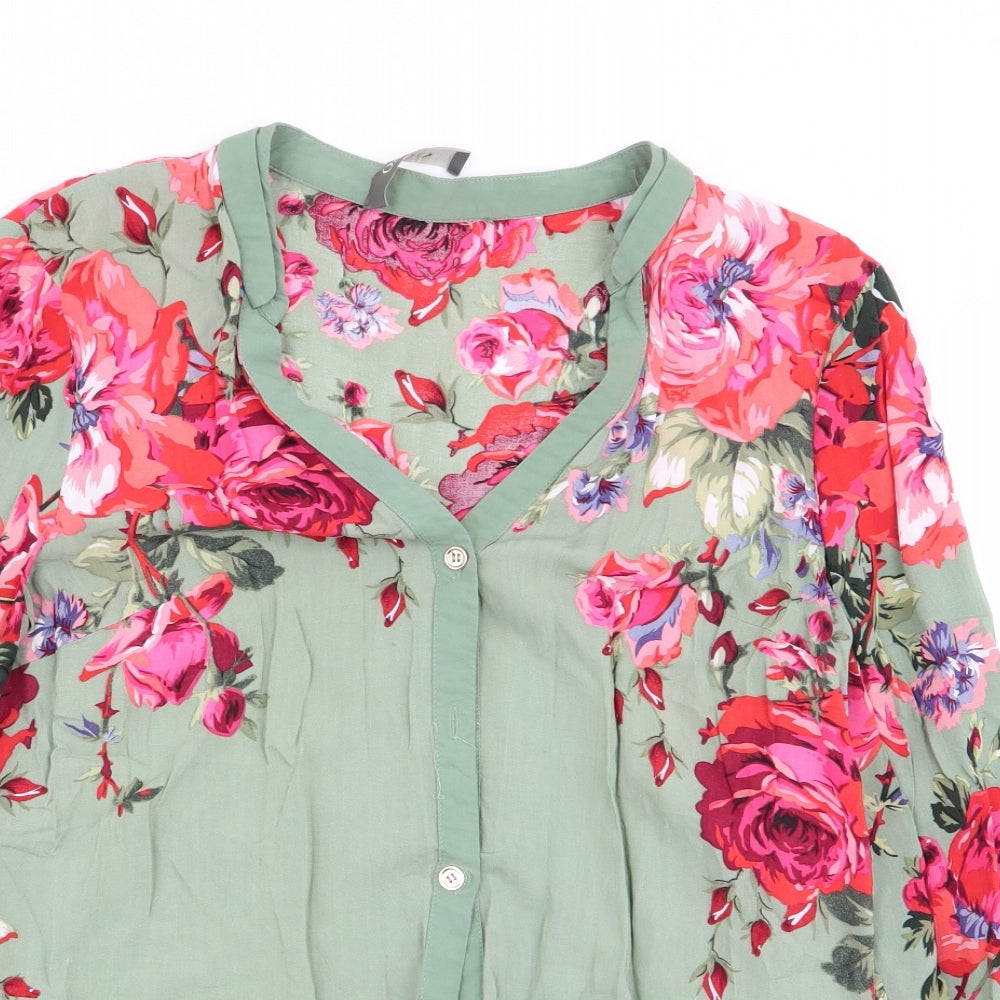 Oasis Womens Multicoloured Floral  Basic Button-Up Size 10