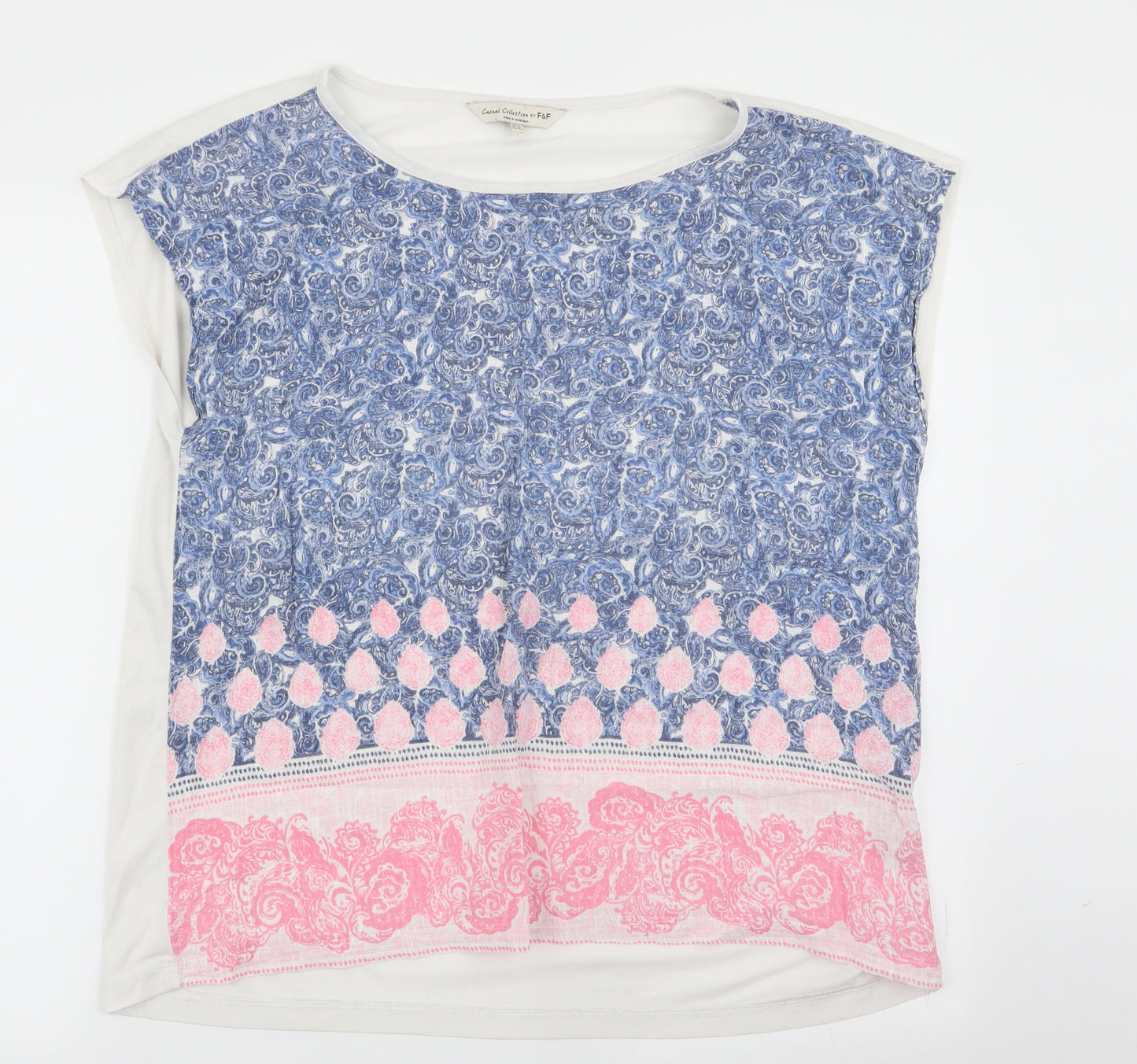 F&F Womens Multicoloured Geometric  Basic T-Shirt Size 14