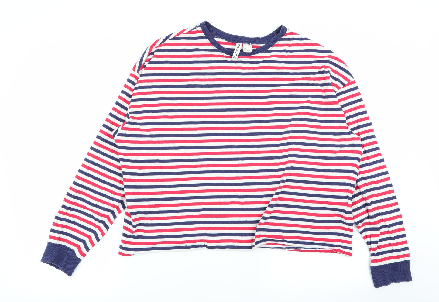 Divided by H&M Womens Multicoloured Striped  Basic T-Shirt Size L