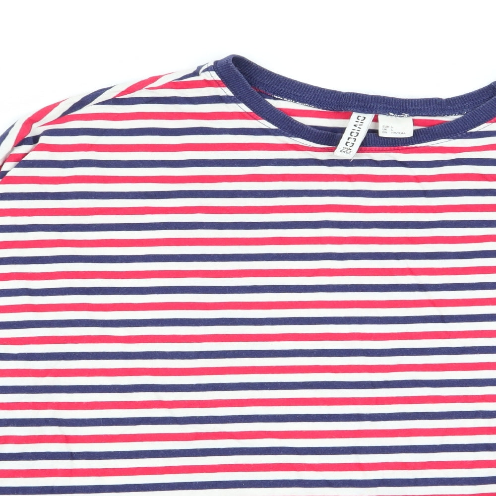 Divided by H&M Womens Multicoloured Striped  Basic T-Shirt Size L