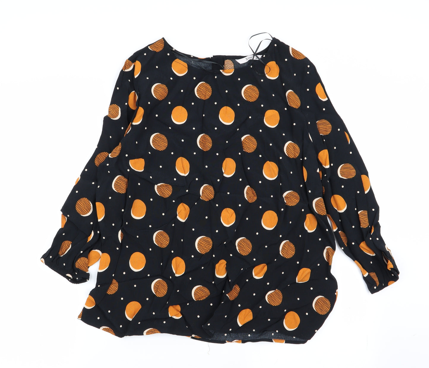 TU Womens Black Polka Dot  Basic Blouse Size 14