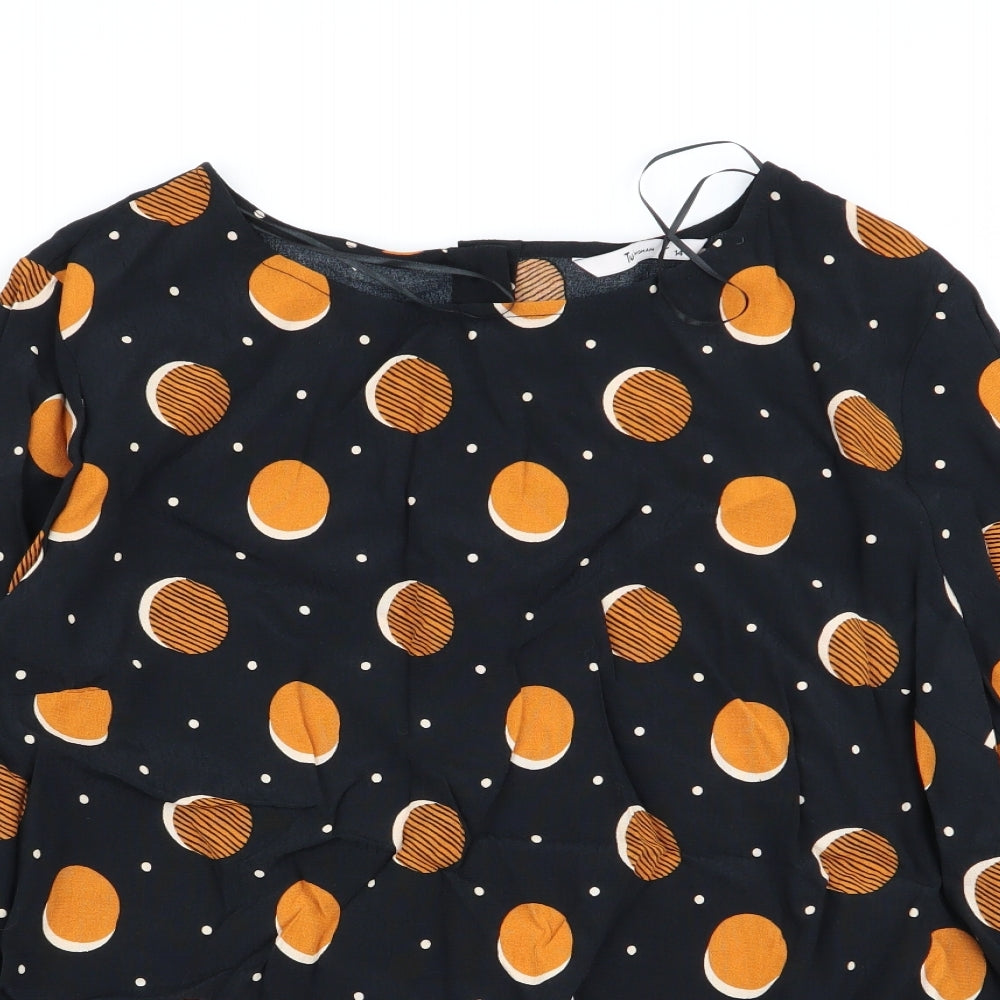 TU Womens Black Polka Dot  Basic Blouse Size 14
