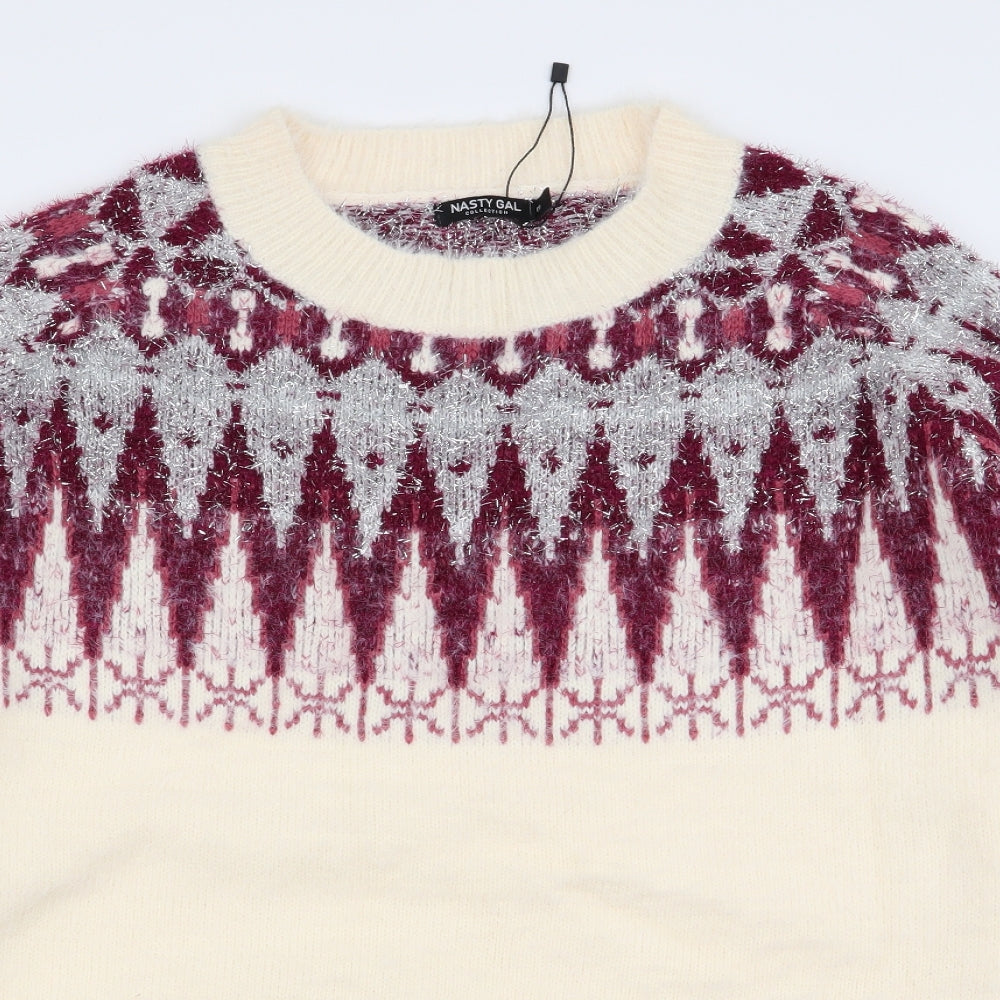 nastygal Womens Multicoloured Geometric  Pullover Jumper Size M