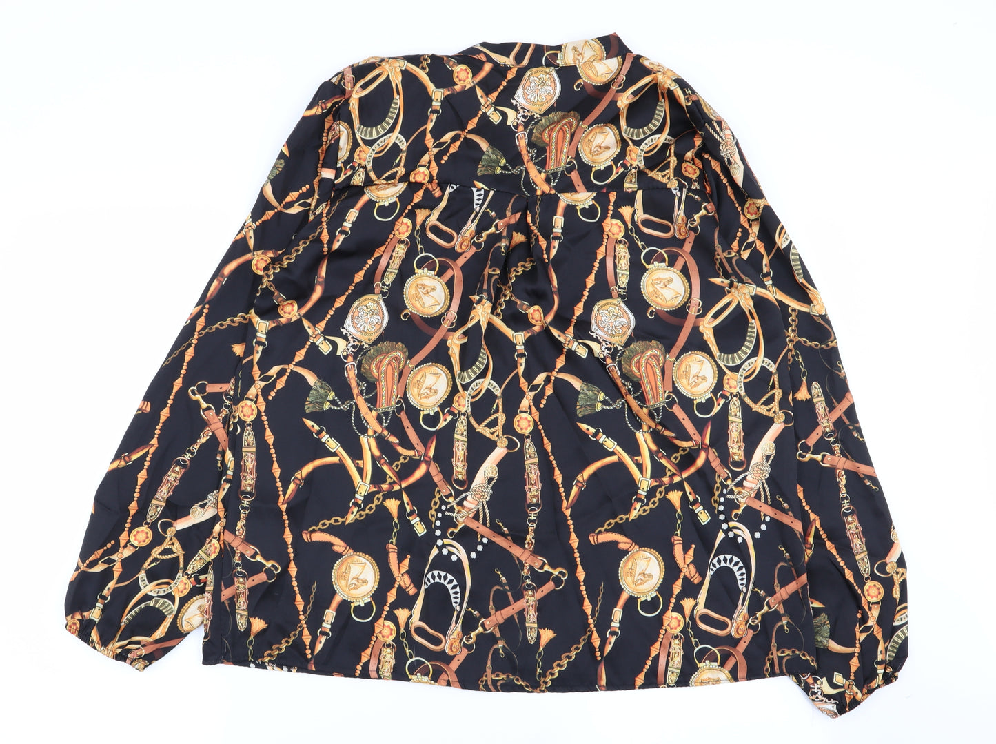 Boohoo Womens Multicoloured Geometric  Basic Blouse Size L