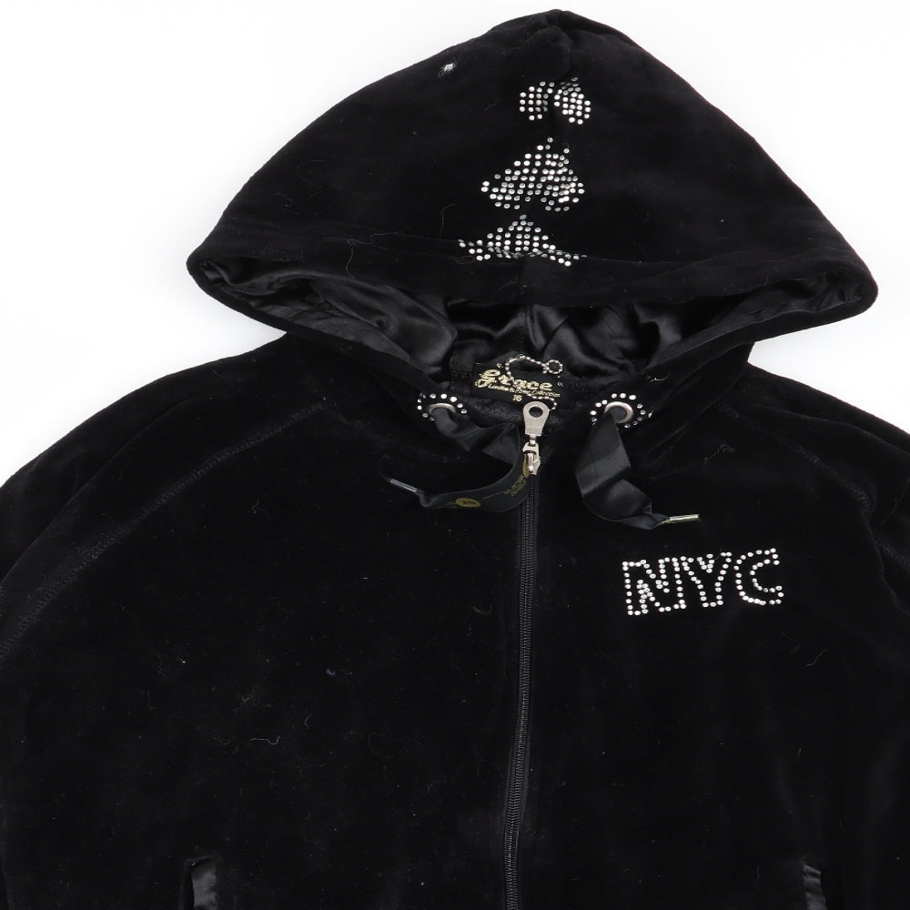 Grace Womens Black   Full Zip Jumper Size 16
