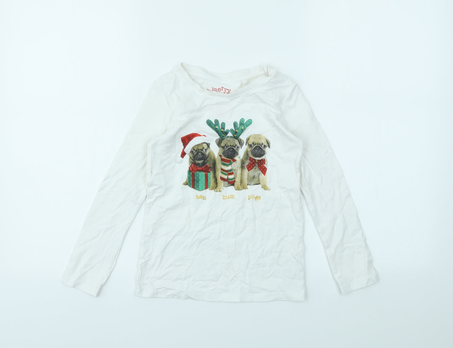 NEXT Girls White Animal Print  Basic T-Shirt Size 6 Years