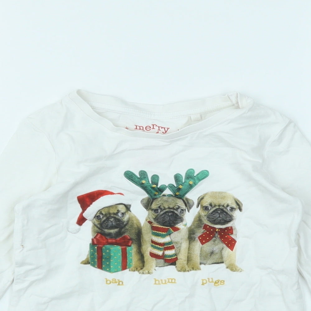 NEXT Girls White Animal Print  Basic T-Shirt Size 6 Years