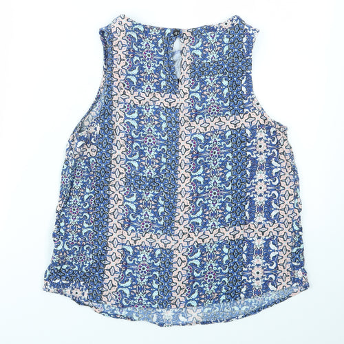 New Look Womens Blue Geometric  Basic T-Shirt Size 10