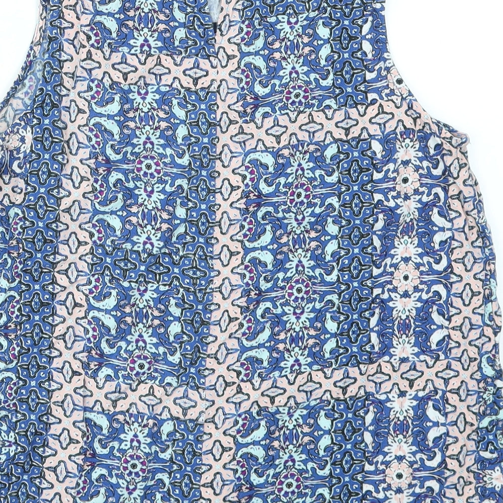 New Look Womens Blue Geometric  Basic T-Shirt Size 10