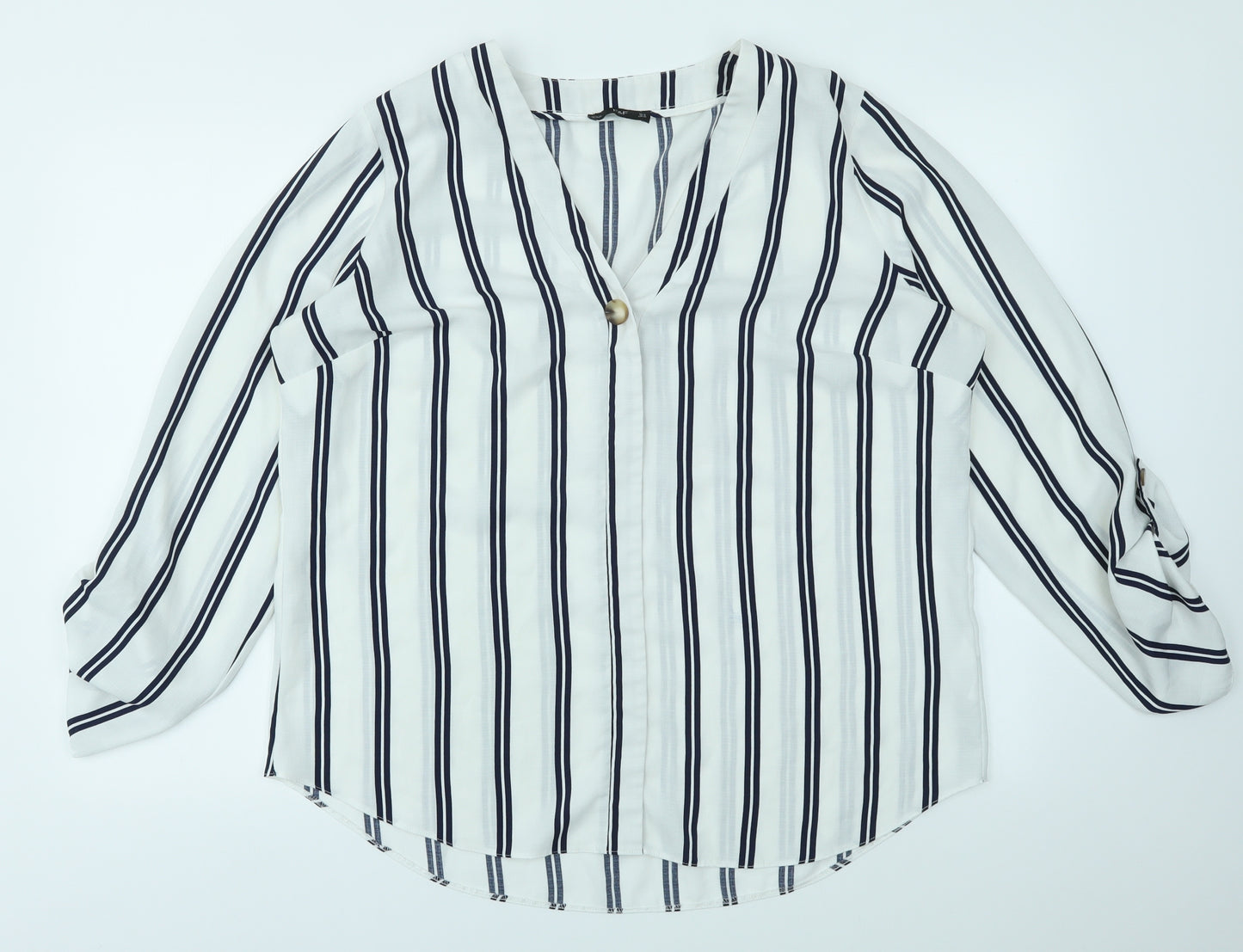 F&F Womens Multicoloured Striped  Basic Blouse Size 16