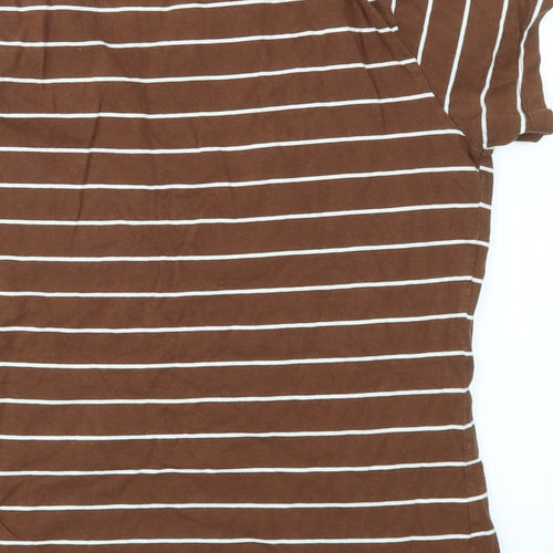 VICTORIA JAYNE  Womens Brown Striped  Basic T-Shirt Size 16