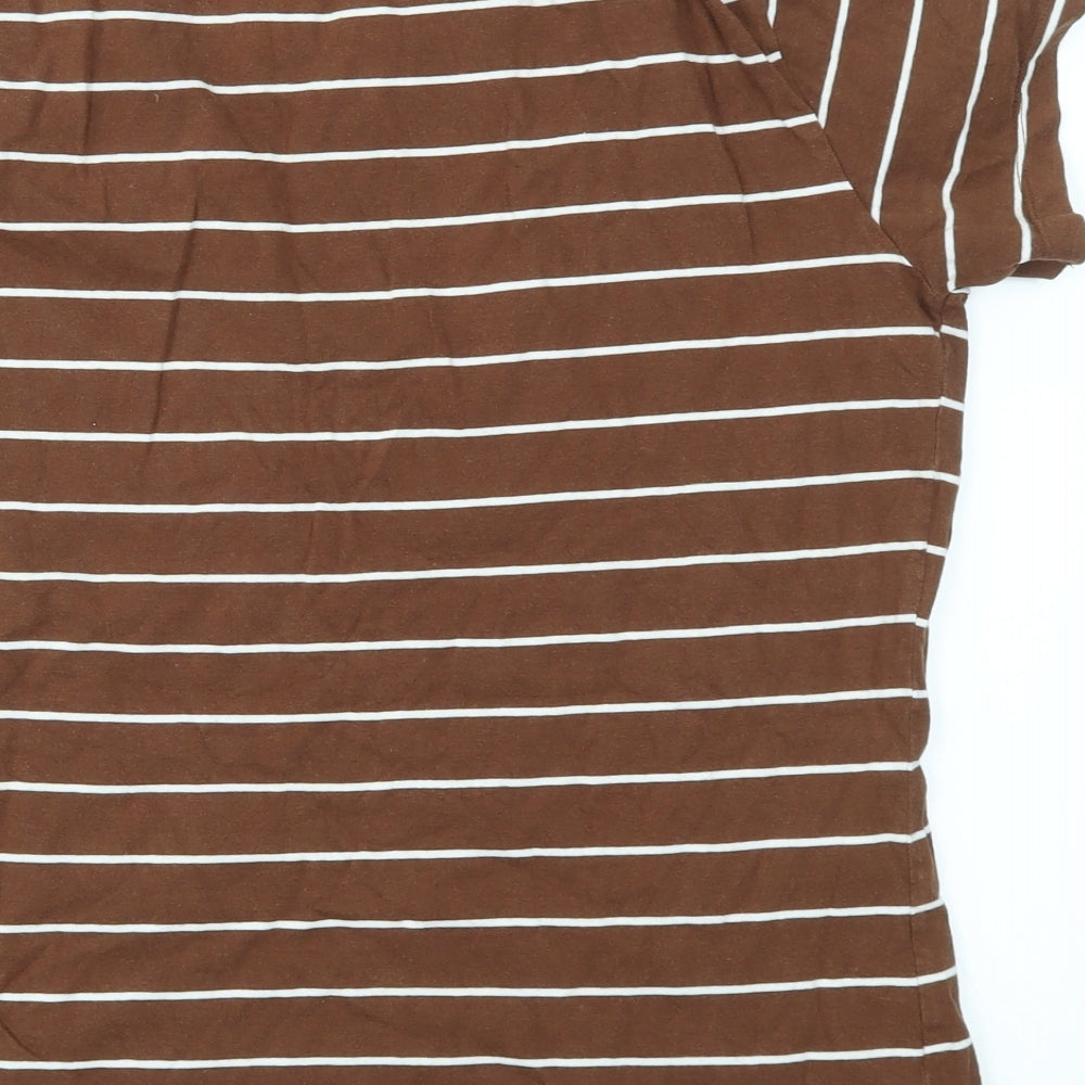 VICTORIA JAYNE  Womens Brown Striped  Basic T-Shirt Size 16