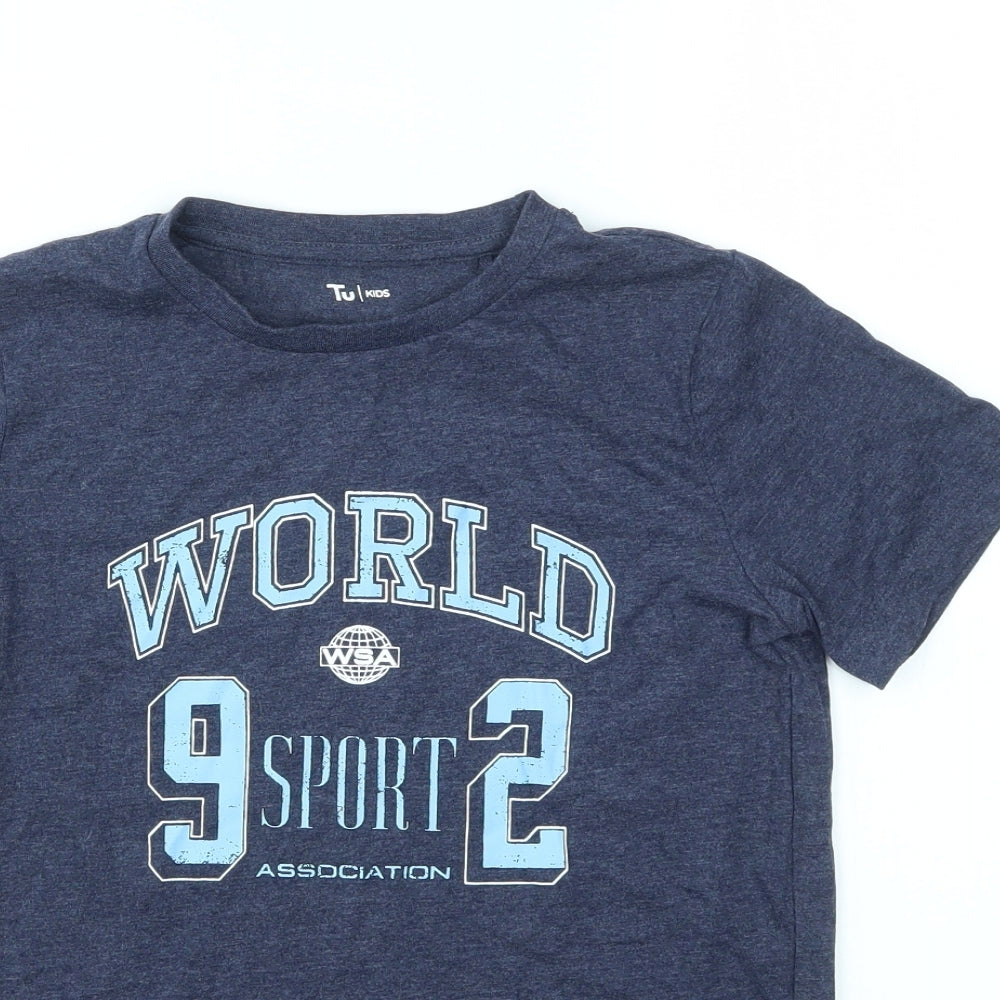 TU Boys Blue Geometric  Basic T-Shirt Size 10 Years