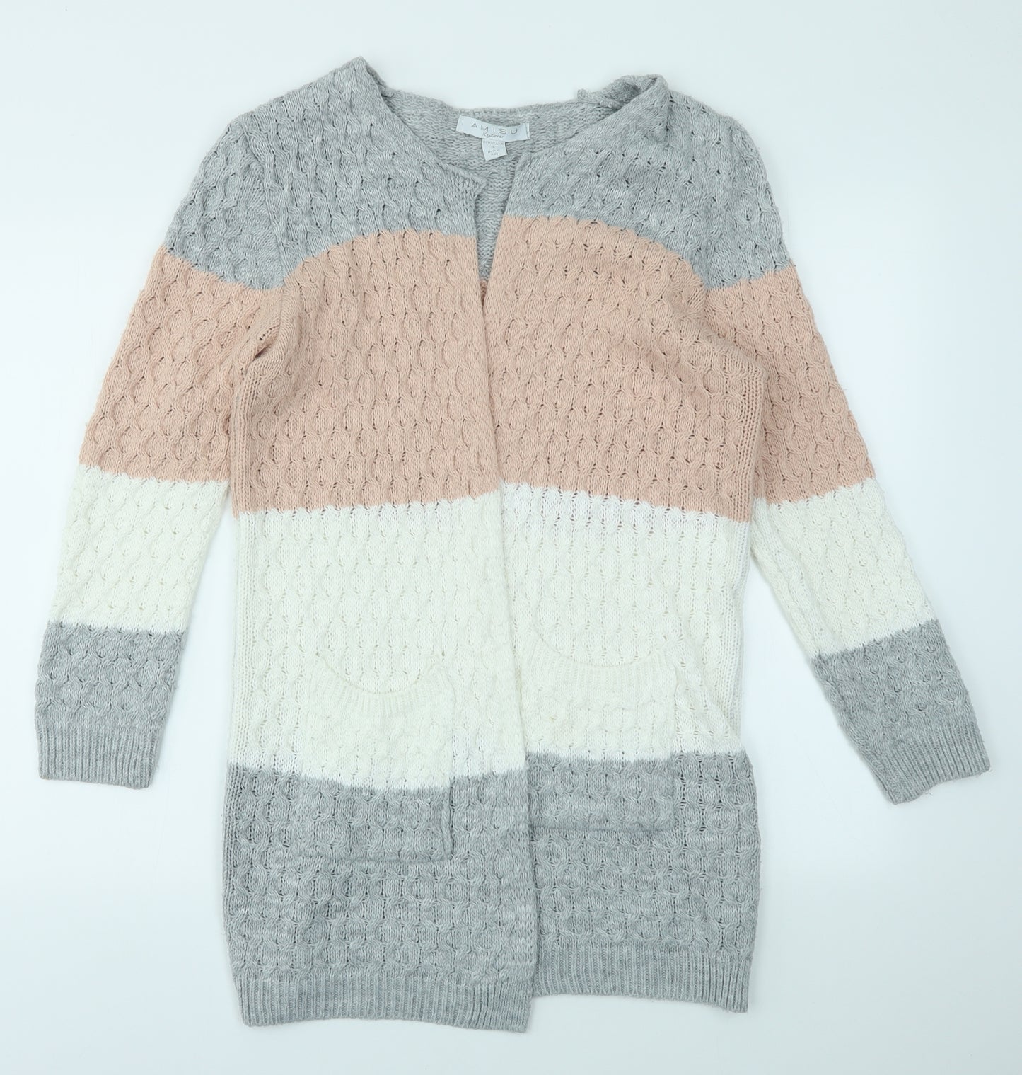 Amisu Womens Multicoloured Striped  Cardigan Jumper Size S