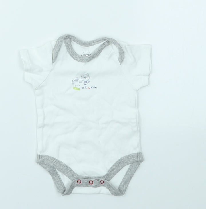 mamas & papas Baby White Babygrow One-Piece Size Newborn