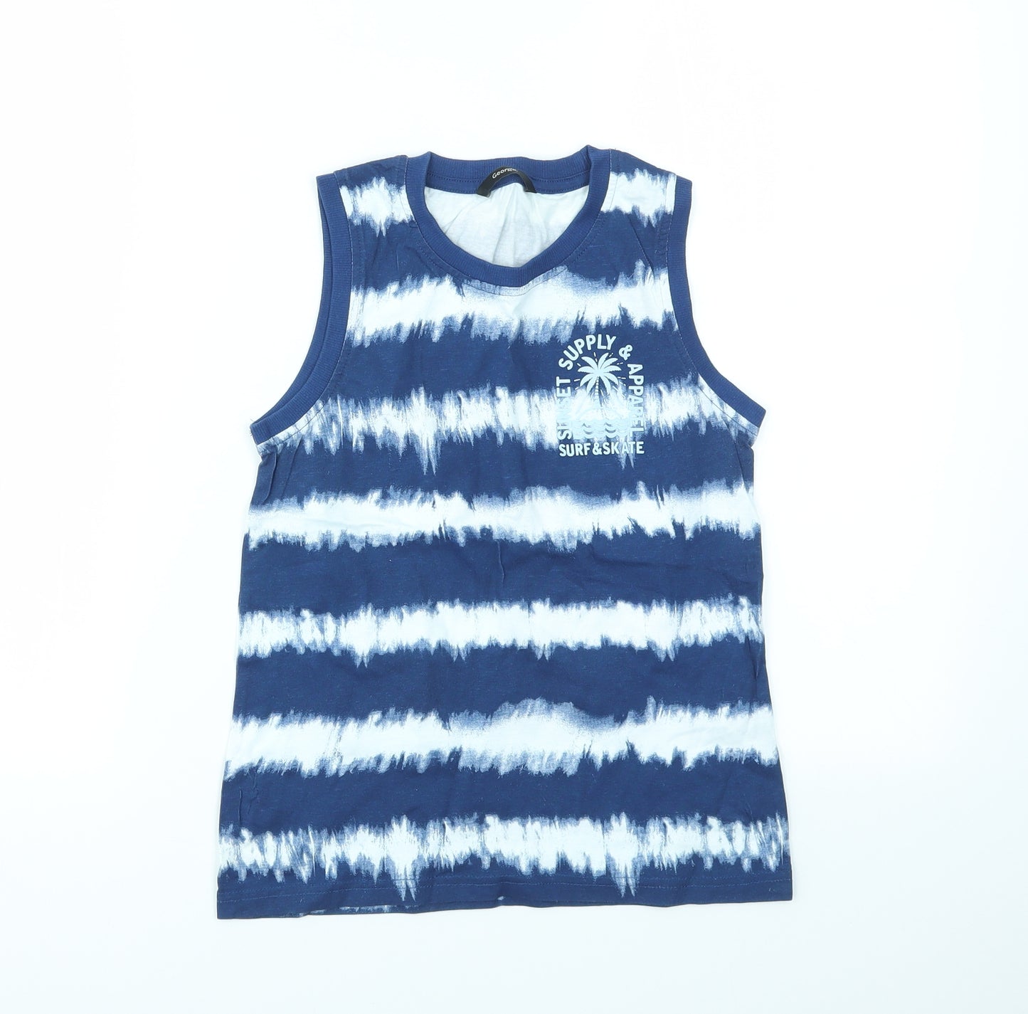 George Boys Blue Geometric  Basic T-Shirt Size 8-9 Years