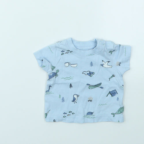 Nutmeg Boys Blue Animal Print  Basic Polo Size Newborn