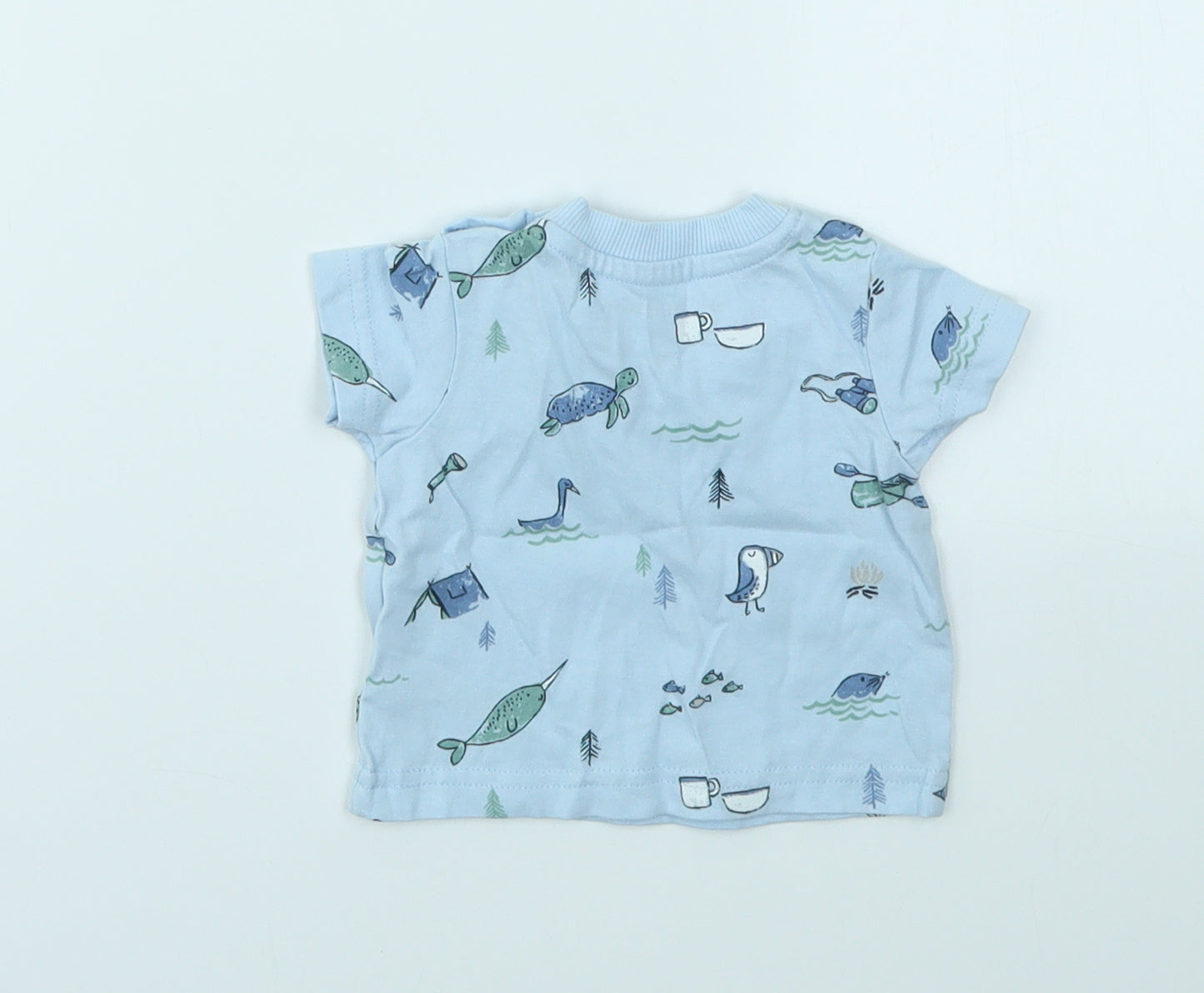 Nutmeg Boys Blue Animal Print  Basic Polo Size Newborn