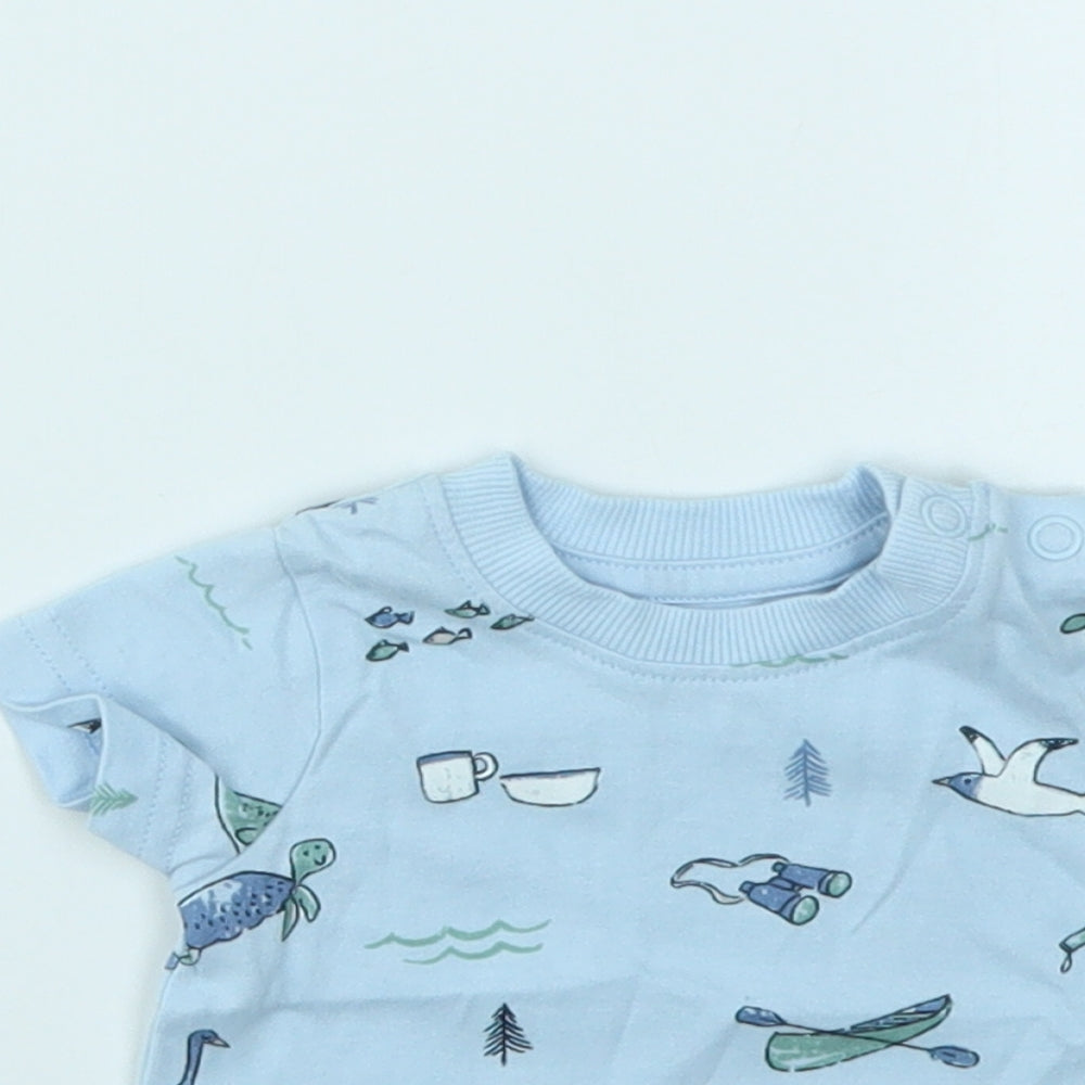 Nutmeg Boys Blue Animal Print  Basic Polo Size Newborn