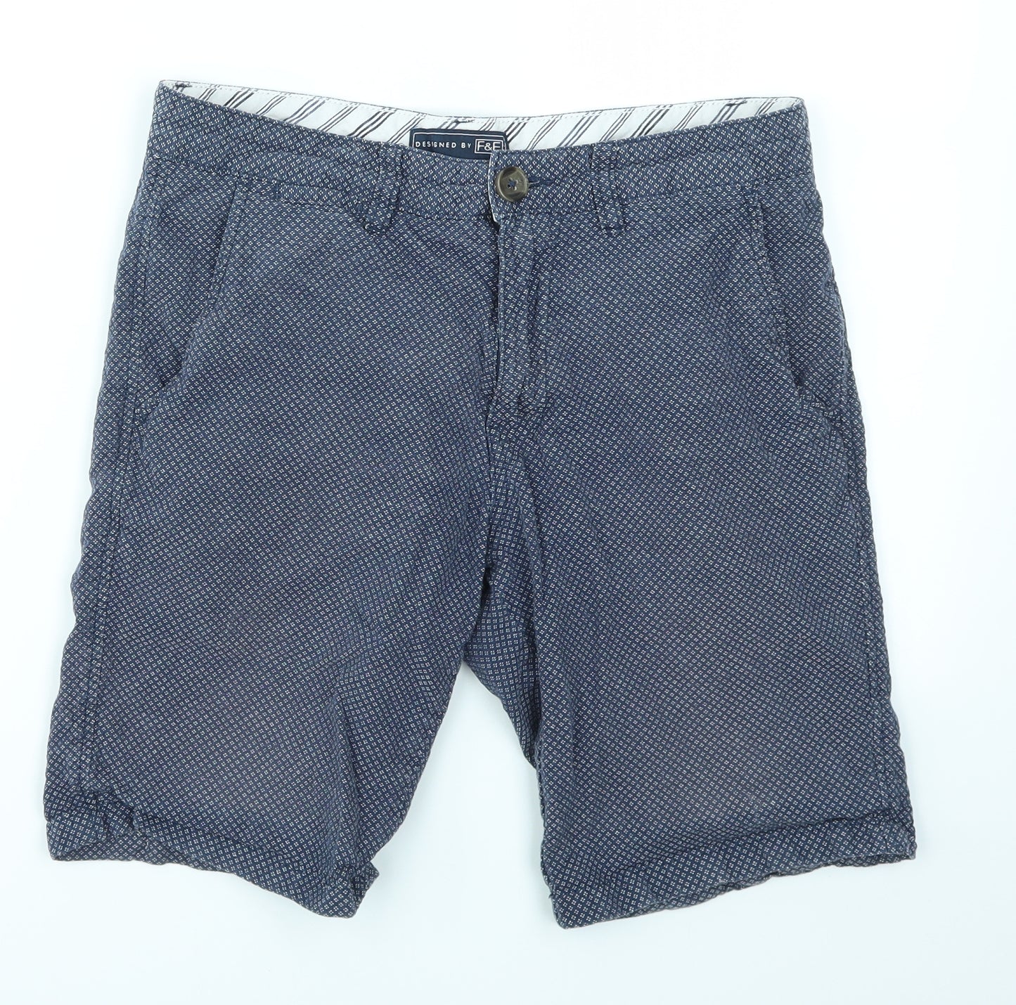 F&F Mens Blue Geometric  Chino Shorts Size 30