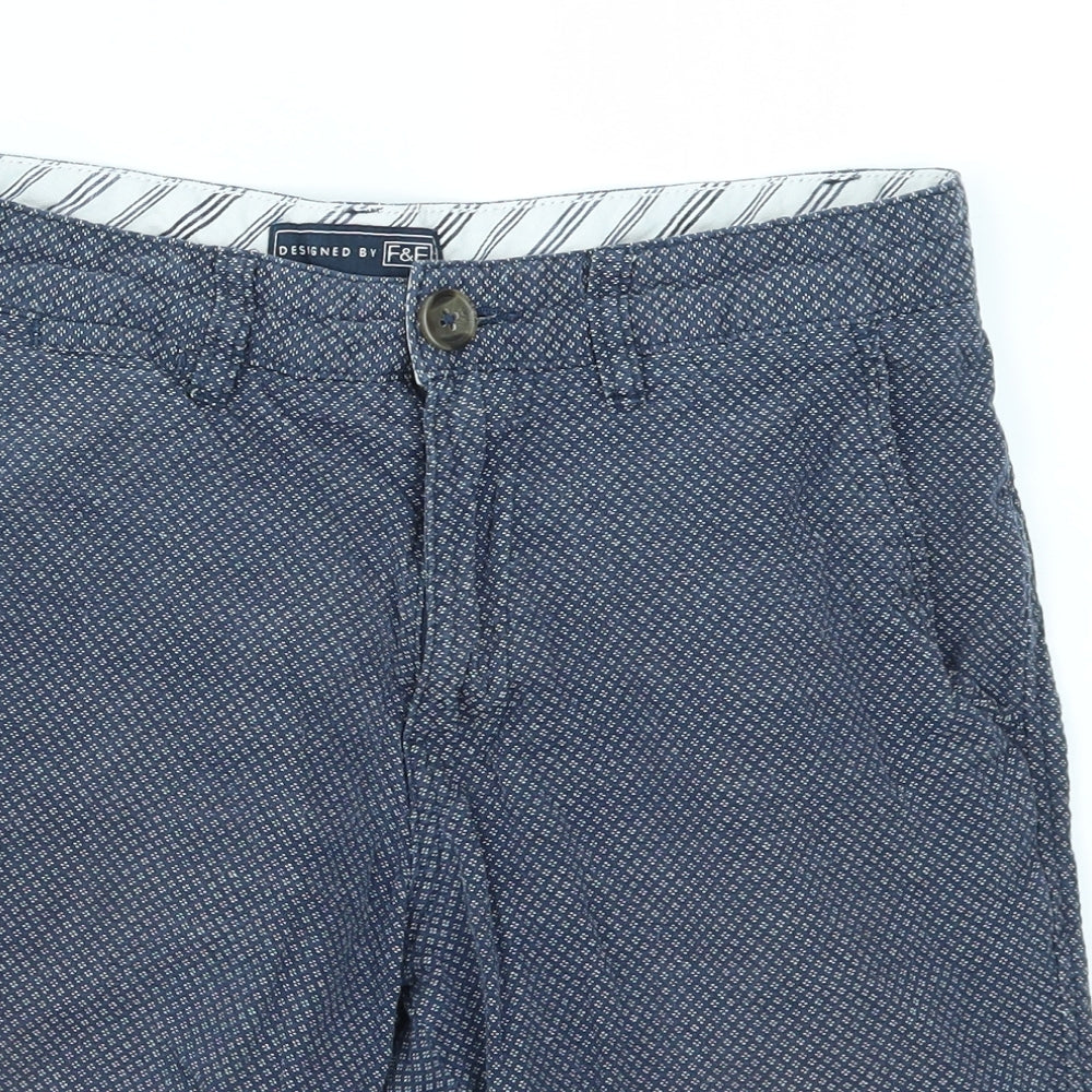 F&F Mens Blue Geometric  Chino Shorts Size 30