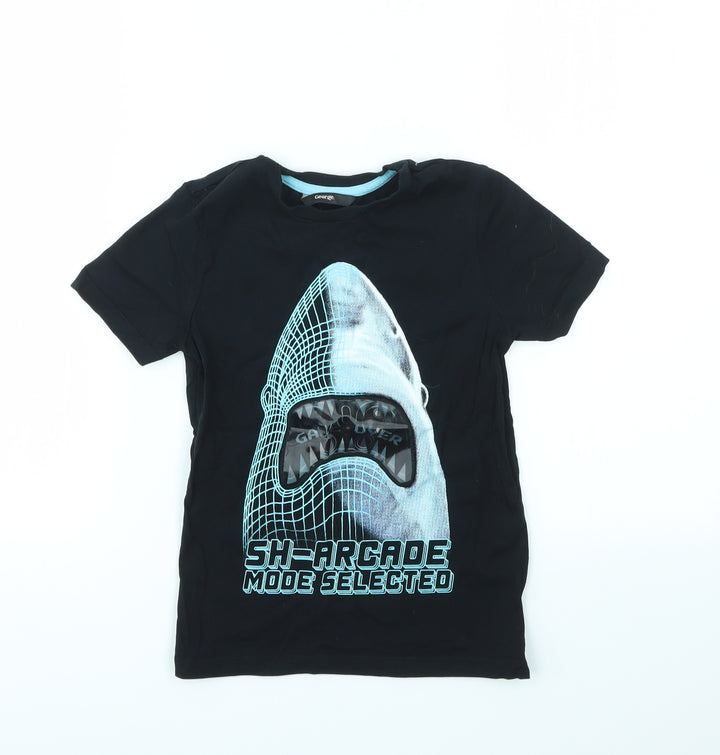 George Boys Black   Basic T-Shirt Size 5-6 Years