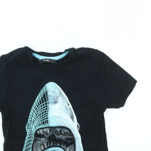 George Boys Black   Basic T-Shirt Size 5-6 Years